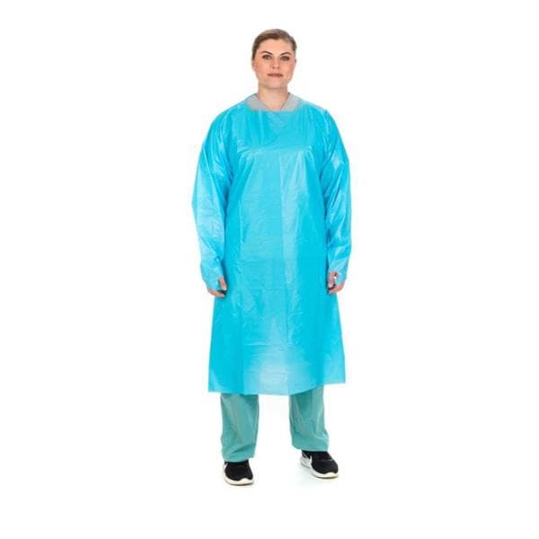 Premium Isolation Gown Polyethylene Film Universal Blue 25/Bg