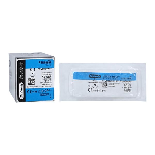 Perma Sharp Suture Polypropylene Monofilament 7-0 18" Non-Absorba...