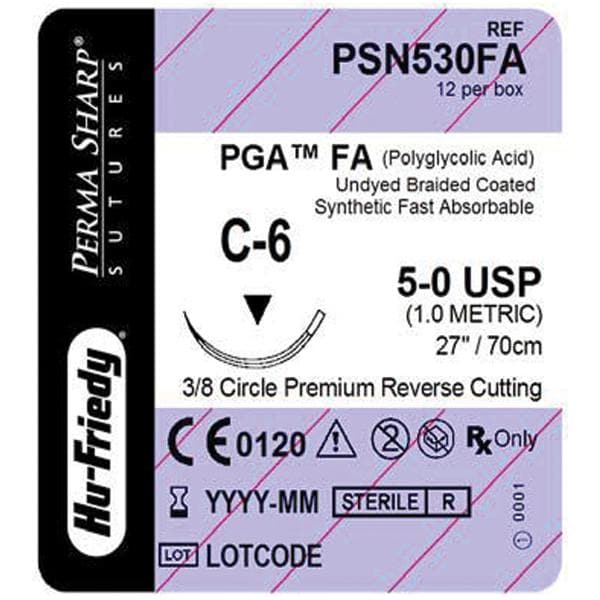 Perma Sharp Suture Polyglycolic Acid/Fast Absorbtion Braid 5-0 27...