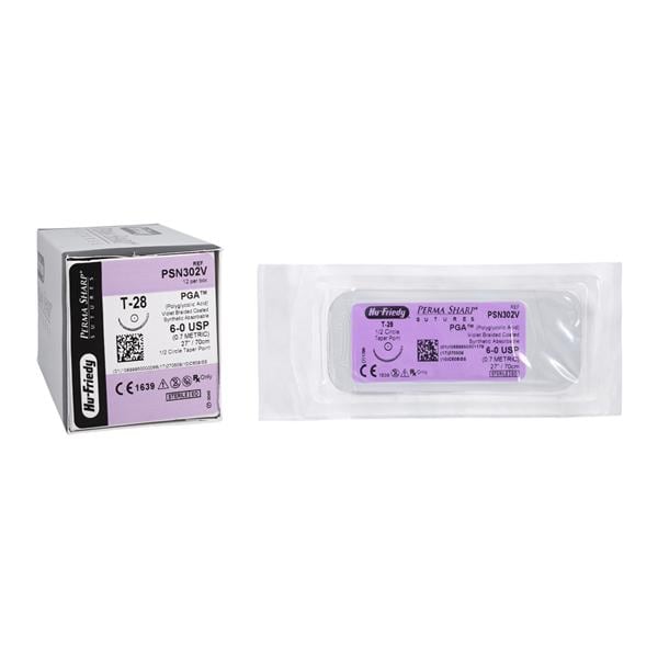 Perma Sharp Suture Polyglycolic Acid Braid 6-0 27" Absorbable T-2...