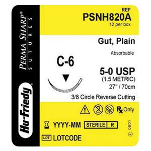 Perma Sharp Suture Plain Gut Monofilament 5-0 27" Absorbable C-6...