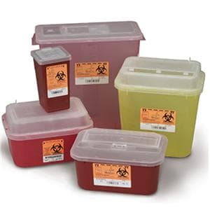 Sharps Container 8gal Red/Translucent 13-3/4x14x13-3/4" Horizonta...