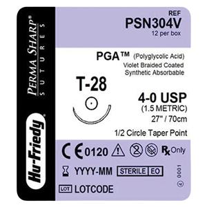 Perma Sharp Suture Polyglycolic Acid Braid 4-0 27" Absorbable T-2...