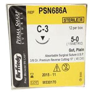 Perma Sharp Suture Plain Gut Monofilament 5-0 18" Absorbable C-3...