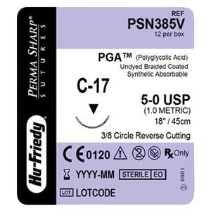 Perma Sharp Suture Polyglycolic Acid Braid 5-0 18" Absorbable C-1...