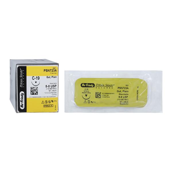Perma Sharp Suture Plain Gut Monofilament 5-0 18" Absorbable C-19...