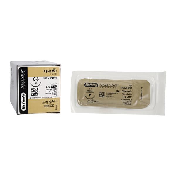 Perma Sharp Suture Chromic Gut Monofilament 4-0 27" Absorbable C-...