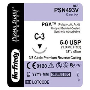 Perma Sharp Suture Polyglycolic Acid Braid 5-0 18" Absorbable C-3...