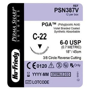Perma Sharp Suture Polyglycolic Acid Braid 6-0 18" Absorbable C-2...