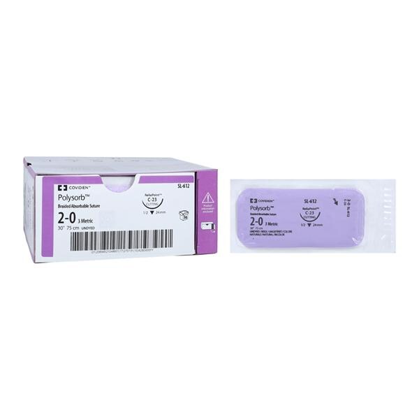 Polysorb Suture 2-0 30" Polyester Braid C-23 Undyed 36/Ca