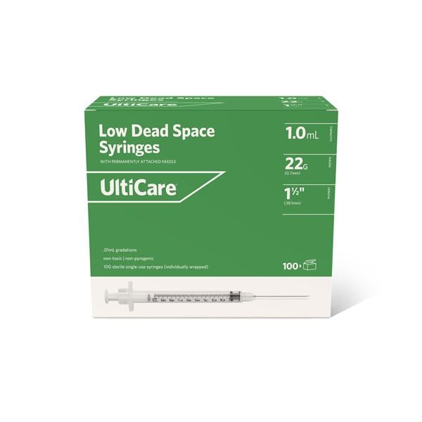 Syringe/Needle UltiCare _ 22g 1-1/2" 1mL Beveled Graduated With P...