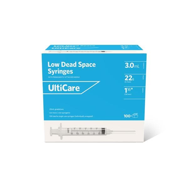 Syringe/Needle UltiCare _ 22g 1-1/2" 3mL Beveled 0.05cc Graduated...