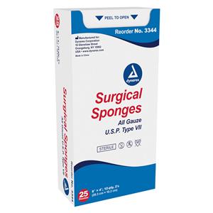 100% Cotton Gauze Sponge 4x4" 8 Ply Sterile Not Made With Natural Rubber Latex