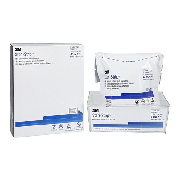 Steri-Strip Skin Closure Strip 1/2x4" Tan Antimicrobial Adherent...