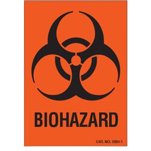 Biohazard Informational Label Fluorescent Red English 3x2-1/2" En...