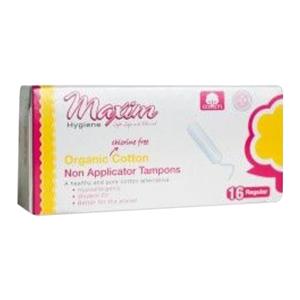 Tampon Organic Cotton Regular Non Applicator White Disposable 16x12/Ca