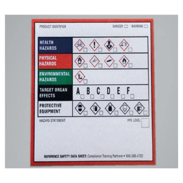 GHS GHS Chemical Informational Label Color Coded 2-1/2x2-1/2" For...