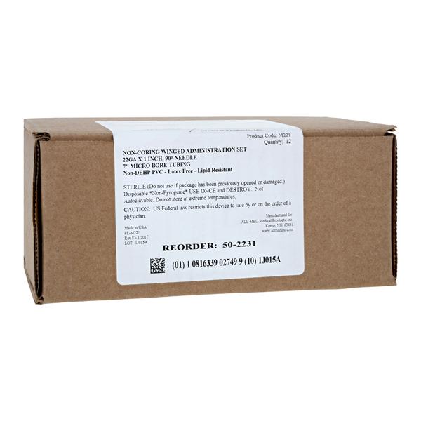 Administration Set Non-Coring 90 Degree Huber 22 Gauge 1" Priming...