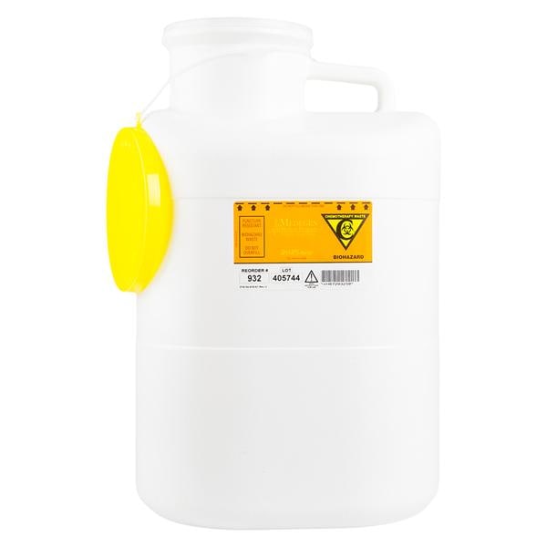 Sharps Container 23qt White/Black/Yellow 12x9x18" Large Opening Lk Cp Plstc 4/Ca