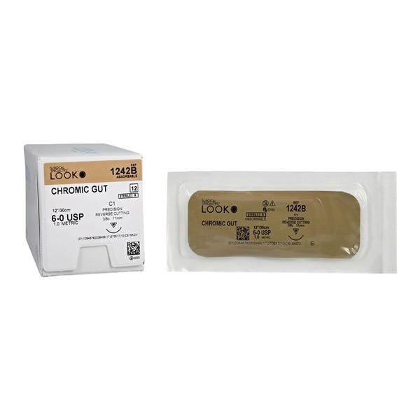 Suture Chromic Gut Monofilament 6-0 12" Absorbable C-1 Precision...