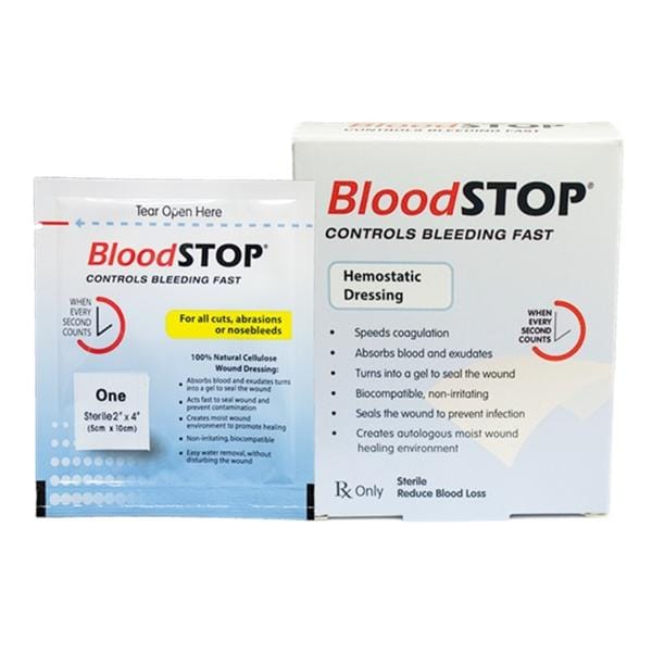BloodStop Carboxymethyl Cellulose Hemostatic Dressing 2x4" Steril...