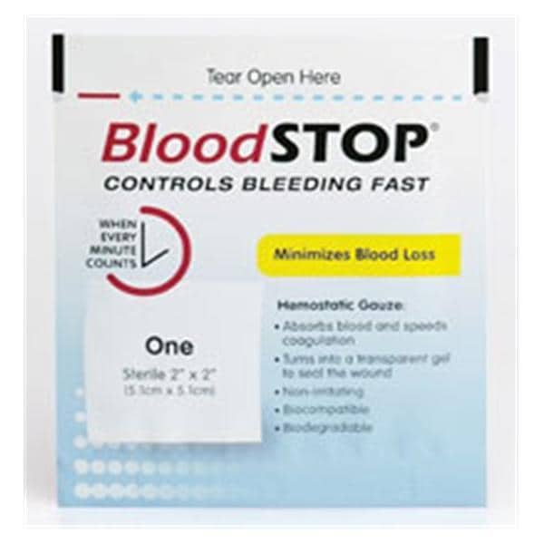 BloodStop Cotton Gauze Pad 2x2" Sterile Adhesive Not Made With Na...