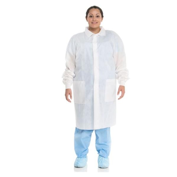 Basic Lab Coat 3 Layer SMS X-Large White 25/Ca