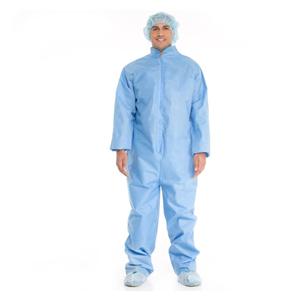 Disposable Protective Coverall X-Large Blue Raglan Sleeves 24/Cas...