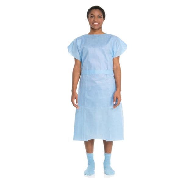 Patient Gown SMS Ties Size Universal 30 in x 42 in Blue Disposabl...