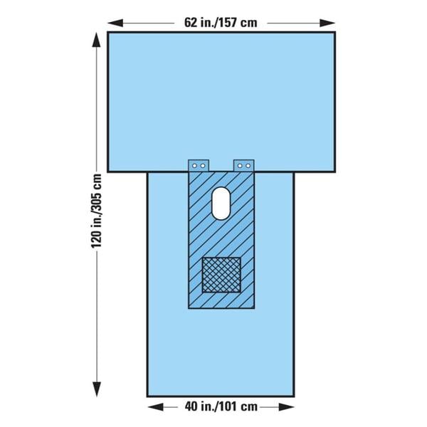 62x100" Sterile Cystoscopy Drape 3x6" Perineal Fenestrated