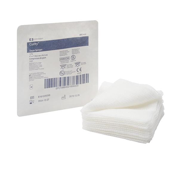 Curity 100% Cotton Gauze Sponge 4x4" 12 Ply Sterile USP Type VII LF, 128 PK/CA