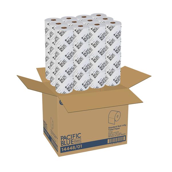Pacific Blue Basic Bathroom Tissue White 1 Ply 48/Ca