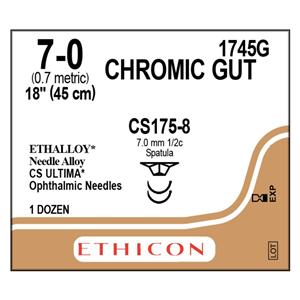 _ Suture 7-0 18" Chromic Gut Monofilament CS175-8/CS175-8 Brown 12/Bx