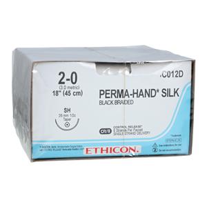Perma-Hand Suture 2-0 8-18" Silk Braid SH Black 12/Bx