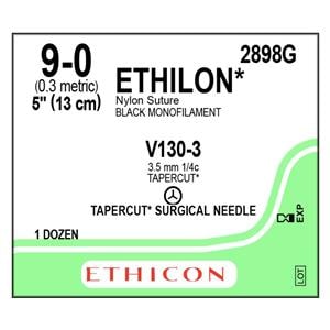 Ethilon Suture 9-0 1x5" Nylon Monofilament V130-3 Black 12/Bx
