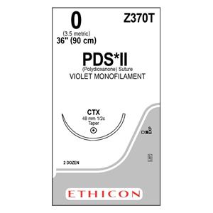PDS II Suture 0 36" Polydioxanone Monofilament CTX Violet 24/Bx