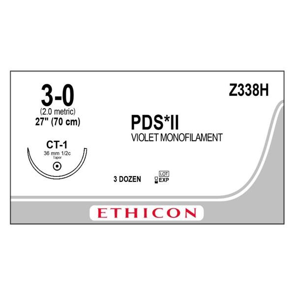 PDS II Suture 3-0 27" Polydioxanone Monofilament CT-1 Violet 36/Bx