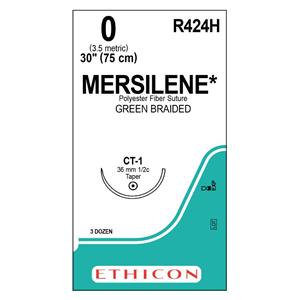 Mersilene Suture 0 30" Polyester Braid CT-1 Green 36/Bx