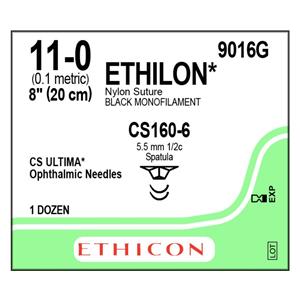 Ethilon Suture 11-0 8" Nylon Monofilament CS160-6 Black 12/bx