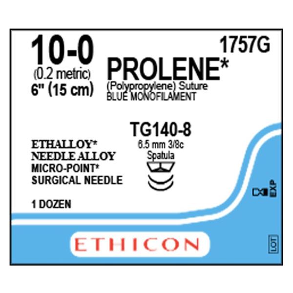 Prolene Suture 10-0 6" Polypropylene Monofilament TG140-8/TG140-8 Blue 12/Bx