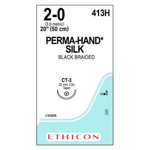 Perma-Hand Suture 2-0 20" Silk Braid CT-3 Black 36/Bx