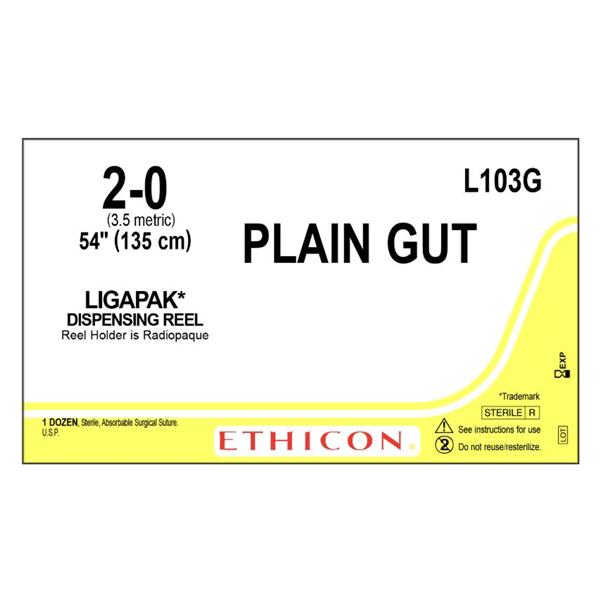 Ligapak Surgical Suture 2-0 54" Plain Gut Monofilament Yellowish Tan 12/Bx