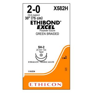 Ethibond Excel Suture 2-0 10-30" Polyester Braid SH-2 Green 36/Bx