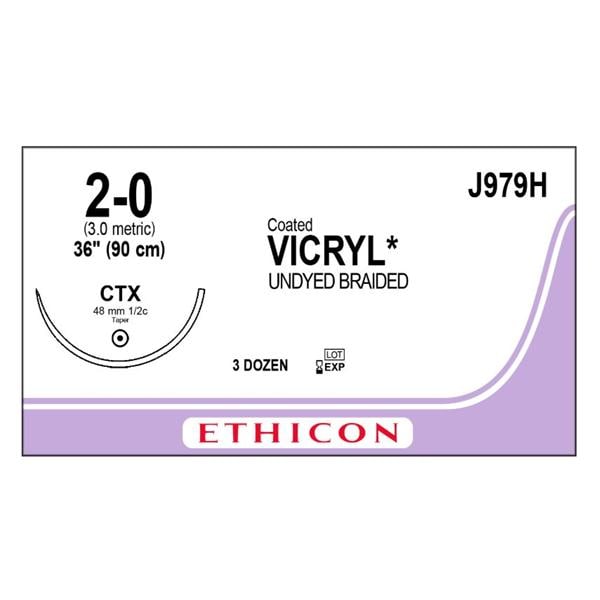 Vicryl Suture 2-0 36" Polyglactin 910 Braid CTX Undyed 36/Bx