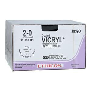 Vicryl Suture 2-0 8-18" Polyglactin 910 Braid CT-1 Undyed 12/Bx