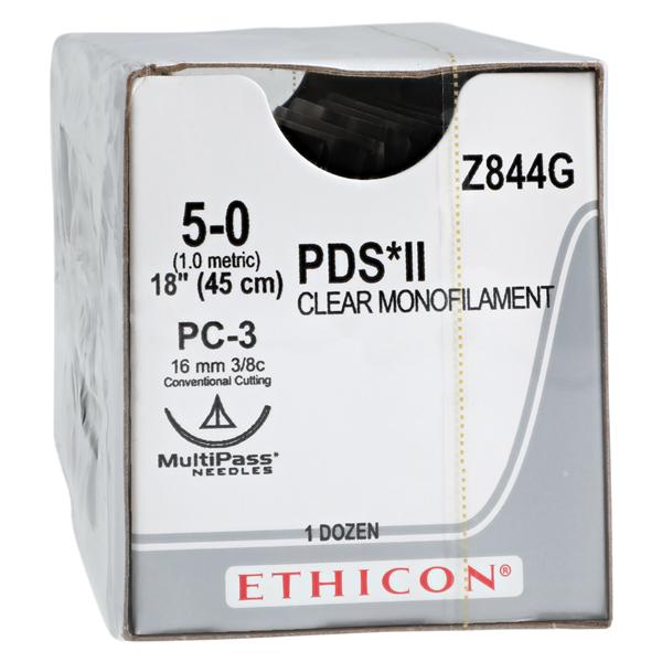 PDS II Suture 5-0 18" Polydioxanone Monofilament PC-3 Undyed 12/Bx