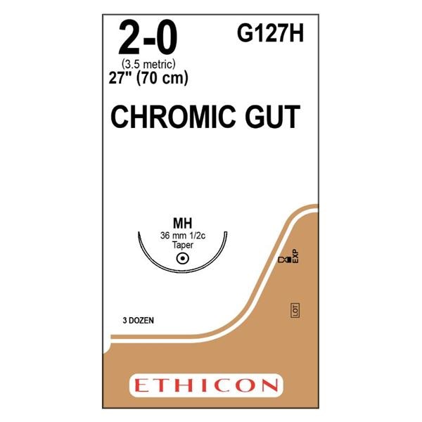 _ Suture 2-0 27" Chromic Gut Monofilament MH Brown 36/Bx