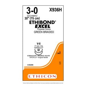 Ethibond Excel Suture 3-0 30" Polyester Braid V-5 Green 36/Bx
