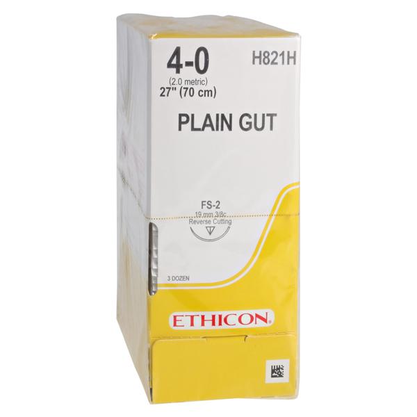 _ Suture 4-0 27" Plain Gut Monofilament FS-2 Yellowish Tan 36/Bx