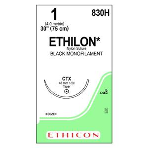 Ethilon Suture 1 1x30" Nylon Monofilament CTX Black 36/Bx